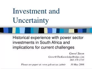 Investment and Uncertainty