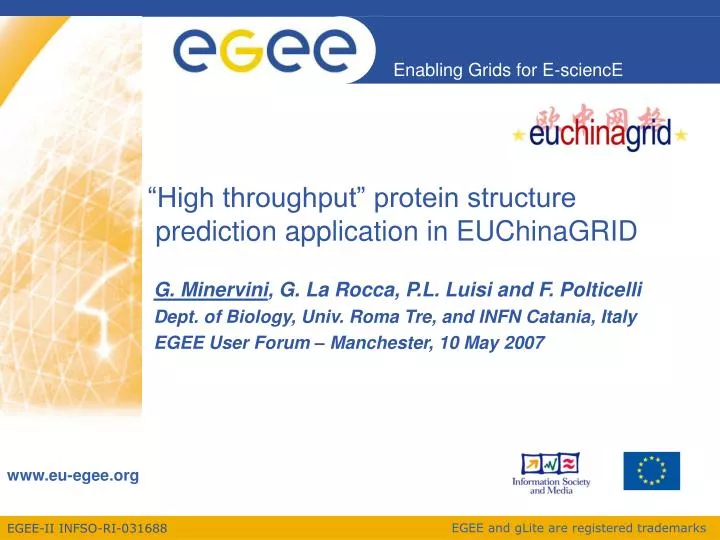 high throughput protein structure prediction application in euchinagrid
