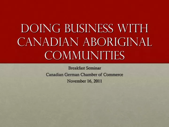 doing business with canadian aboriginal communities
