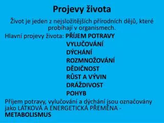 projevy ivota