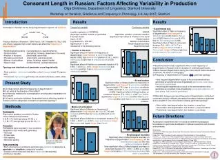 Consonant Length in Russian: Factors Affecting Variability in Production