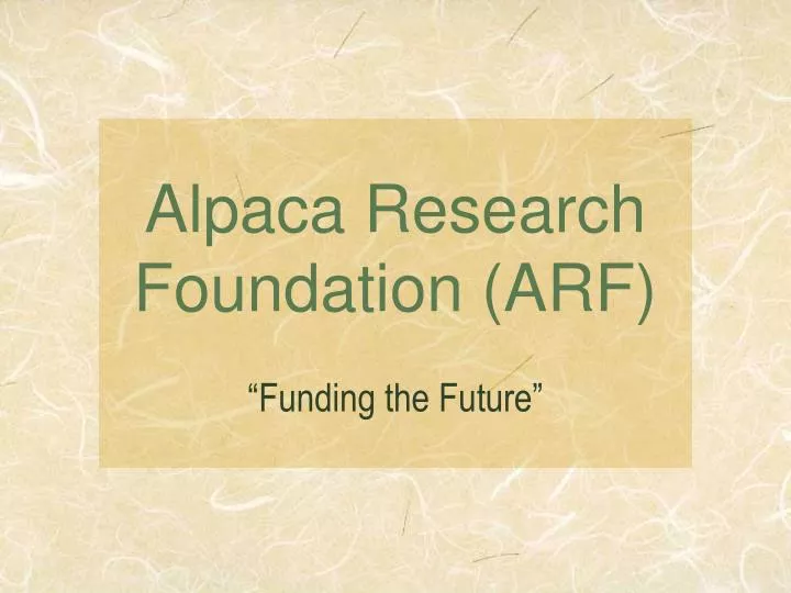 alpaca research foundation arf