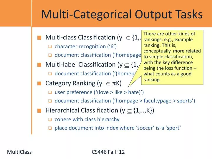 multi categorical output tasks
