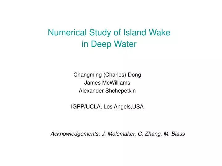 numerical study of island wake in deep water