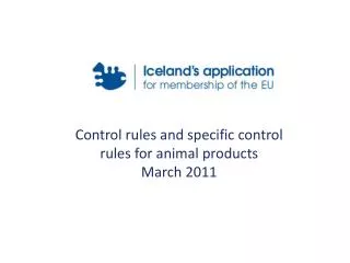 Control rules and specific control rules for animal products March 2011
