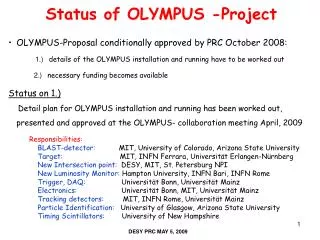 Status of OLYMPUS -Project