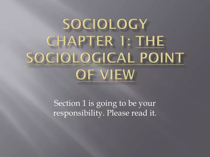 sociology chapter 1 the sociological point of view