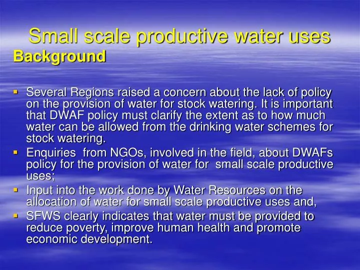 small scale productive water uses