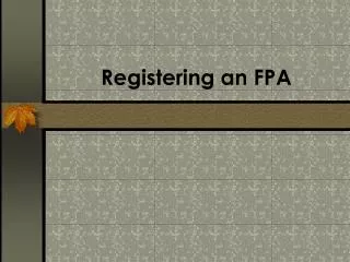Registering a n FPA