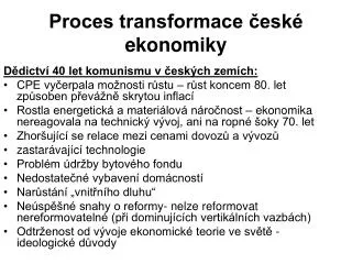 proces transformace esk ekonomiky