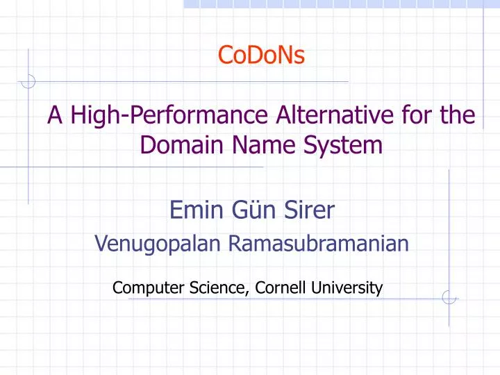 codons a high performance alternative for the domain name system
