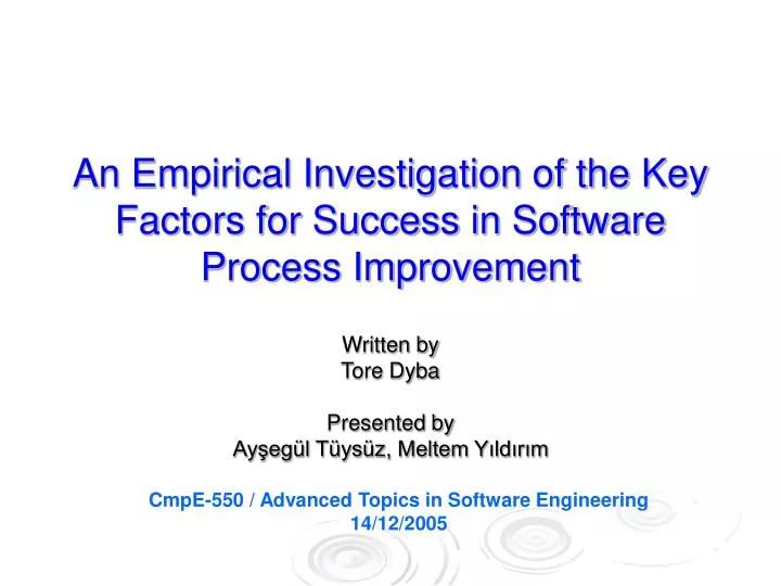 an empirical investigation of the key factors for success in software process improvement