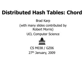 Distributed Hash Tables: Chord