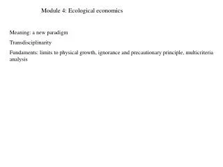 Module 4: Ecological economics