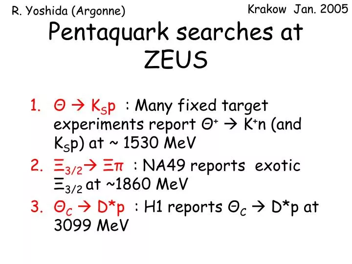 pentaquark searches at zeus