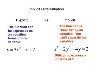 PPT - Implicit Differentiation PowerPoint Presentation, free download ...