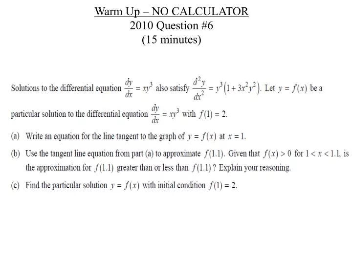 warm up no calculator 2010 question 6 15 minutes