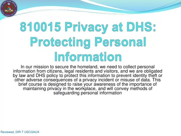 810015 privacy at dhs protecting personal information