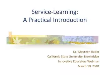 Service-Learning: A Practical Introduction