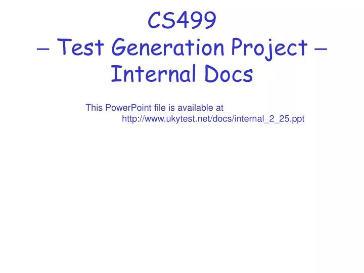 cs499 test generation project internal docs