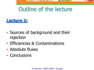 Outline of the lecture