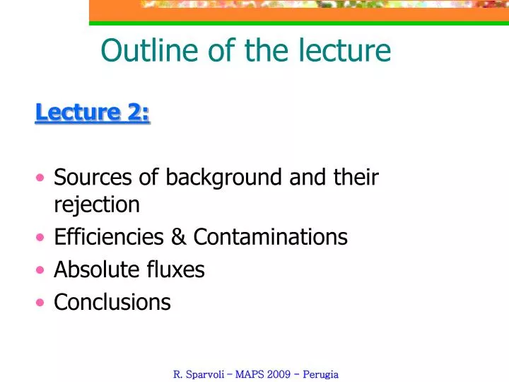 outline of the lecture