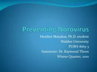 Preventing Norovirus