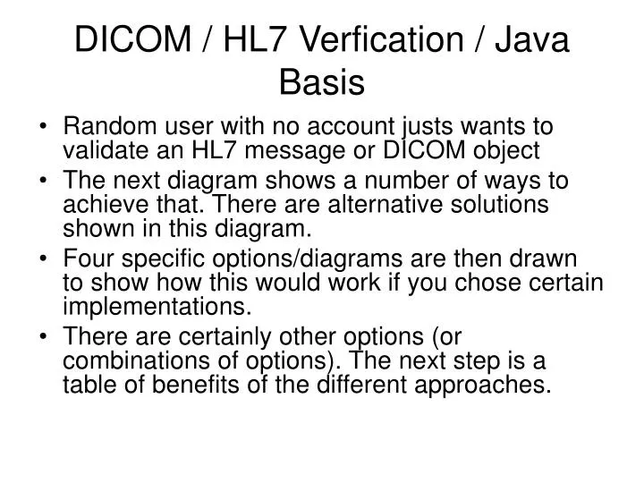 dicom hl7 verfication java basis