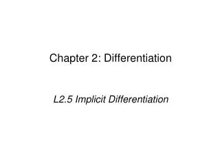 Chapter 2: Differentiation