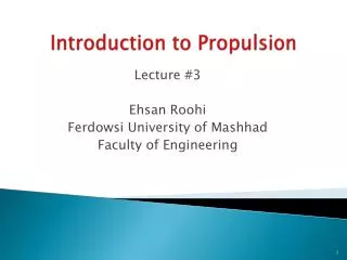 Introduction to Propulsion