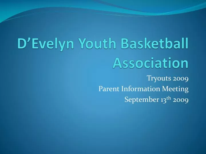 d evelyn youth basketball association