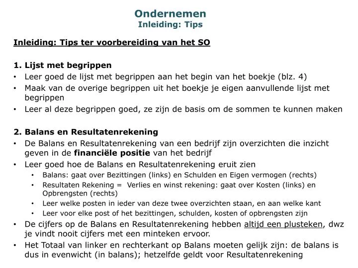 ondernemen inleiding tips