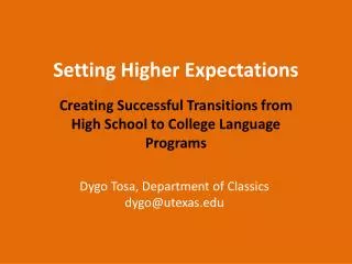 setting higher expectations