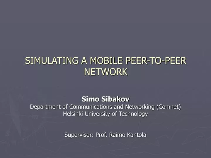 simulating a mobile peer to peer network