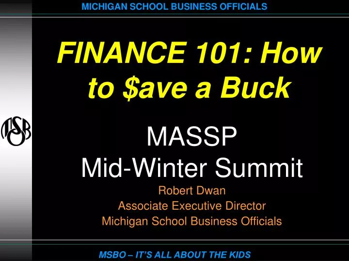finance 101 how to ave a buck