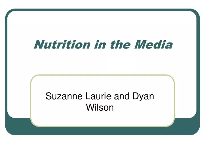 nutrition in the media