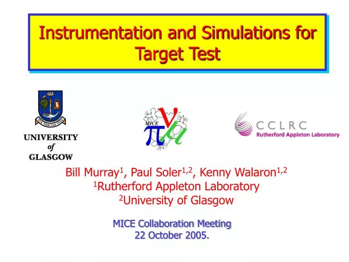 instrumentation and simulations for target test
