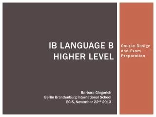 IB Language B Higher level