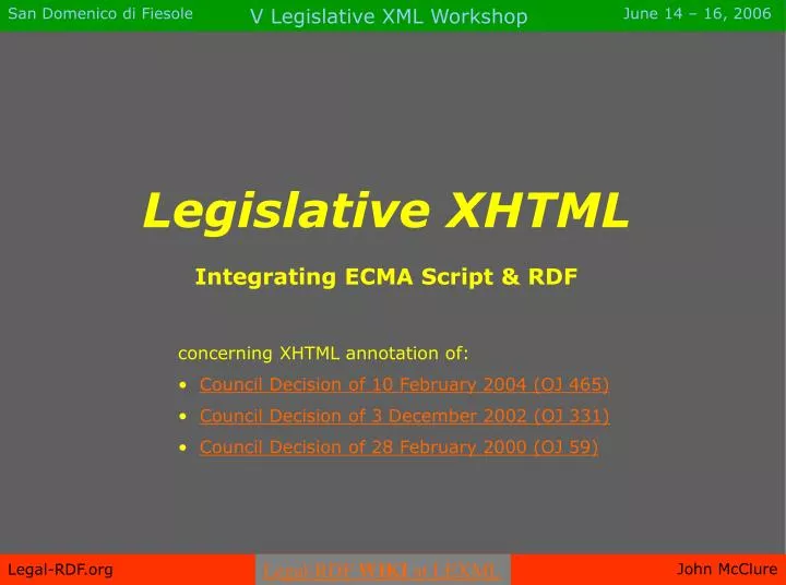 legislative xhtml integrating ecma script rdf