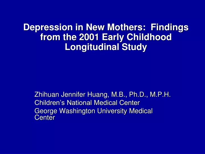 depression in new mothers findings from the 2001 early childhood longitudinal study