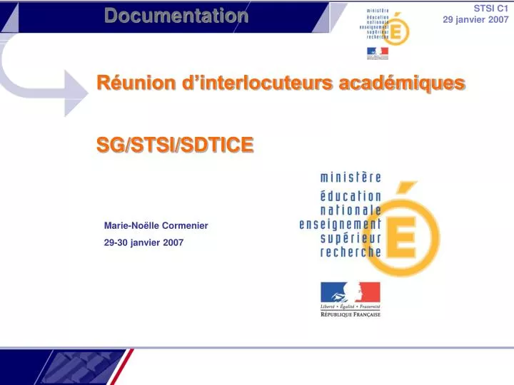 r union d interlocuteurs acad miques sg stsi sdtice