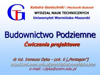 budownictwo podziemne wiczenia projektowe