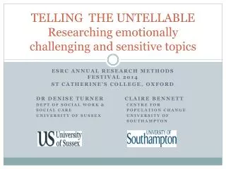 TELLING THE UNTELLABLE Researching emotionally challenging and sensitive topics