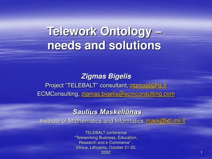 telework ontology needs and solutions