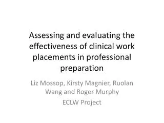 Assessing and evaluating the effectiveness of clinical work placements in professional preparation