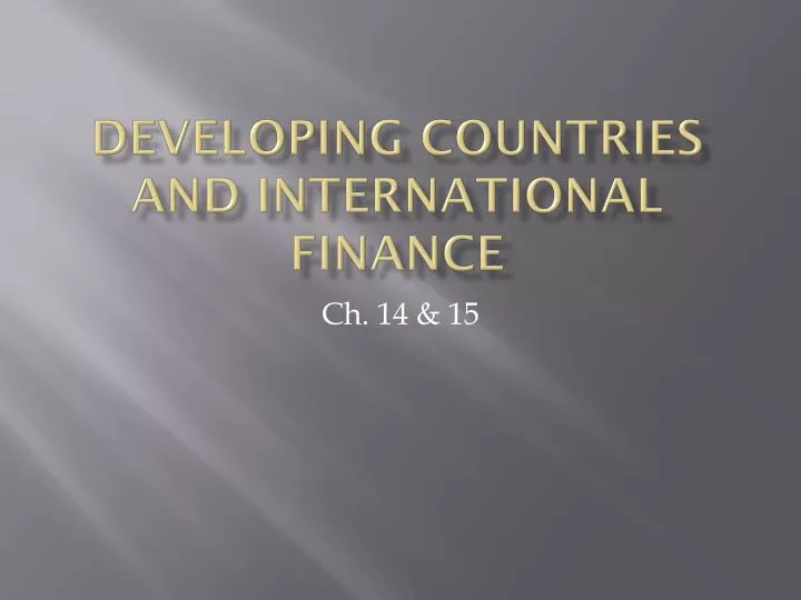 developing countries and international finance
