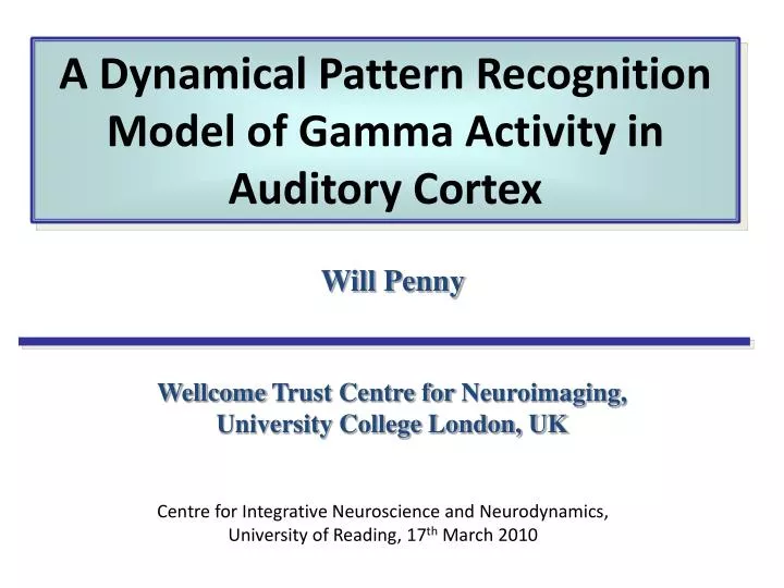 a dynamical pattern recognition model of gamma activity in auditory cortex