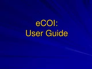 eCOI : User Guide