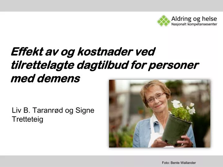 effekt av og kostnader ved tilrettelagte dagtilbud for personer med demens