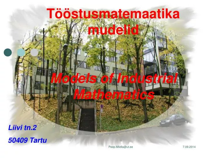t stusmatemaatika mudelid models of industrial mathematics